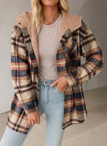 Dokotoo Women's Flannel Hooded Plaid 2025 Shacket Thick Coat for Warmth and Style in Winter
| Dokotoo Women's Flannel H