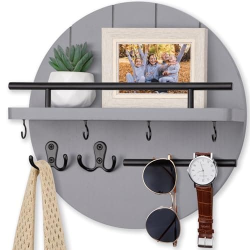 Nekon Black&Gold Rustic Mail Organizer with Shelf and Hooks for Hall Kitchen Entryway