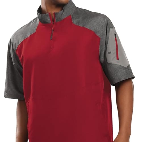 Holloway Raider Pullover Cage Jacket for Athletes - Weather-Resistant Quarter Zip Jacket with Sleeve Pocket