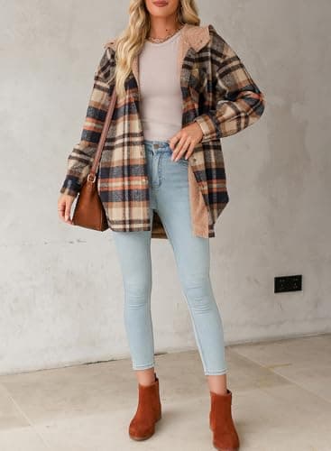 Dokotoo Women's Flannel Hooded Plaid 2025 Shacket Thick Coat for Warmth and Style in Winter
| Dokotoo Women's Flannel H