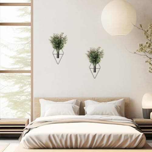4 Pcs Black Boho Hallway Decor Hanging Planters with Modern Geometric Design for Indoor Spaces