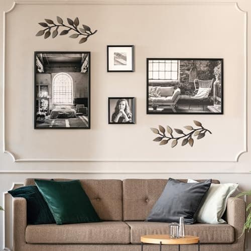 Zhengmy Vintage Brown Metal Tree Leaf Wall Decor for Living Room and Hallway Outdoor Decoration(2 Pieces)