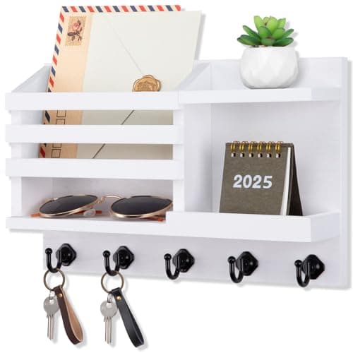 Nekon Black Wooden Key Holder for Wall entrada hall Rustic Home Decor 5 Hooks Organizer