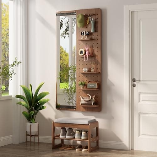 Full Length Wall Mirror with Shelf and Hooks for Entry Way Storage
| Multifunctional Wall Mirror Shelf with Hooks Livin