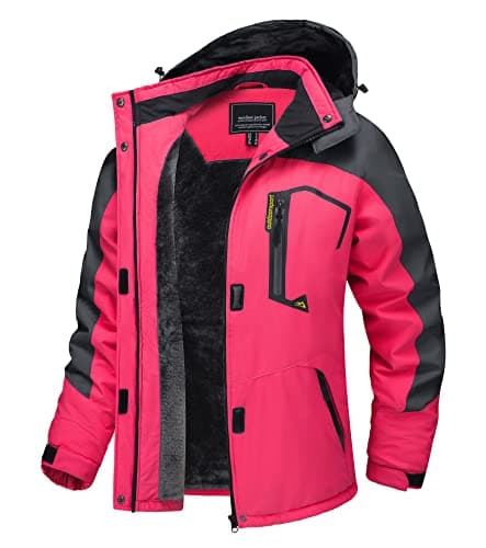 TACVASEN Women's Winter Waterproof Ski Jacket Hooded Fleece Lined Warm Snow Coat for Outdoor Activities
| TACVASEN Wome