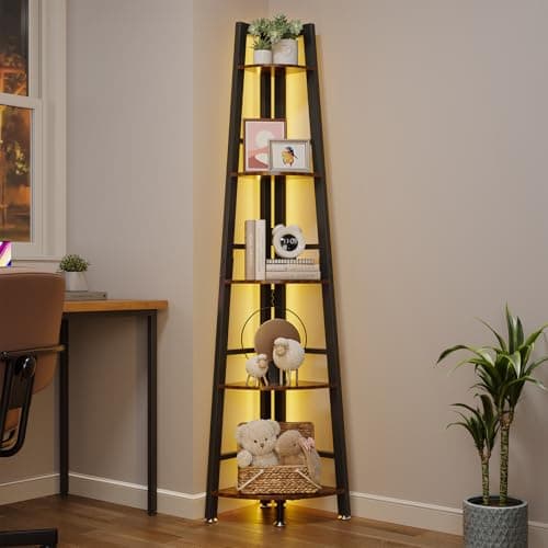 OtterOsis 5-Tier Heavy-Duty Corner Shelf Stand (Brown)
| OtterOsis 70 Inch Tall Display Shelf with LED Light (Brown)
|