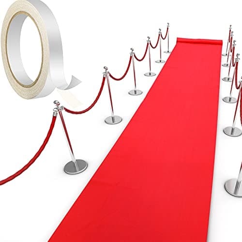 Shappy Red Carpet Runner Rug for Wedding Parties 55gsm Thickness with 1 Piece Carpet Tape for Weddings Outdoor Decor, We