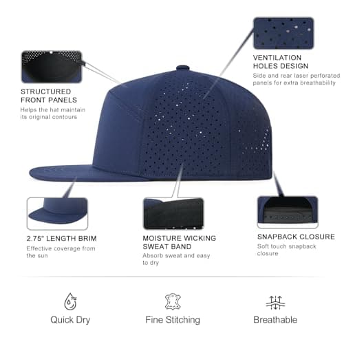 FEINION Men's Adjustable Performance Laser Perforated Baseball Cap for Summer Sports