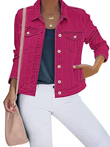 Luvamia Women's Stretch Fitted Long Sleeves Denim Jean Jacket for Casual Wear
| Luvamia Women's Basic Button Down Stret