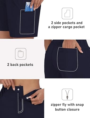MoFiz Women's Golf Shorts 7" Quick Dry Hiking Shorts Lightweight Bermuda Shorts with Pockets for Summer Travel Women