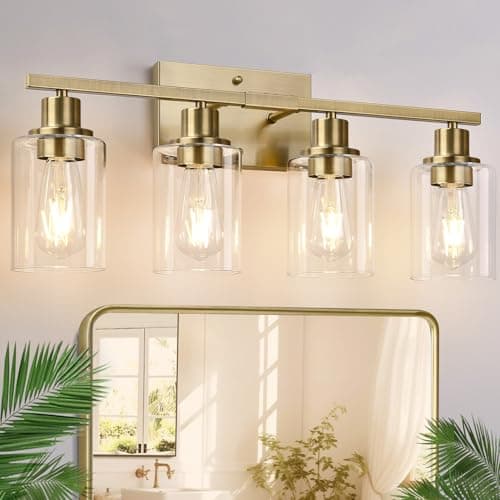 4-Light Bathroom Light Fixtures, Matte Black Modern Vanity Lights for Bathroom Mirror Living Room Cabinet Bedroom Porch