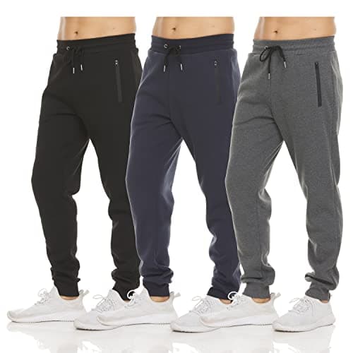 PURE CHAMP Mens Fleece Jogger Sweatpants with Zipper Pocket and Drawstring Size S-3XL for Workout and Everyday Use