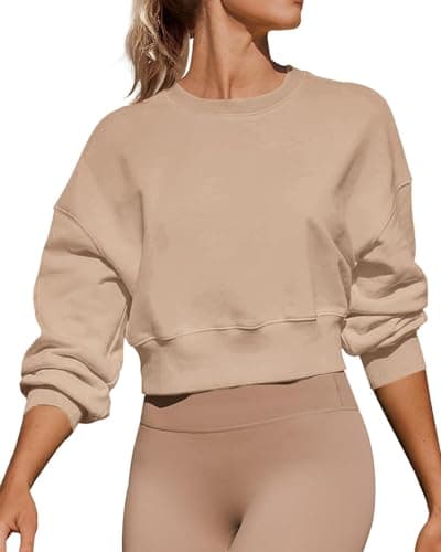 Joywayco Women's Long Sleeve Round Neck Cropped Sweatshirts for Casual Wear with Comfortable Loose Fit
| Joywayco Women