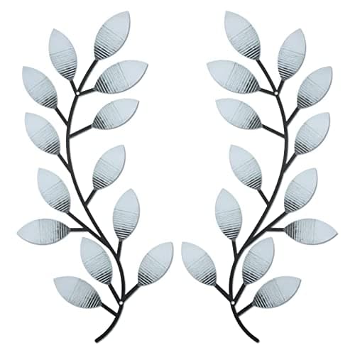 Zhengmy Vintage Brown Metal Tree Leaf Wall Decor for Living Room and Hallway Outdoor Decoration(2 Pieces)