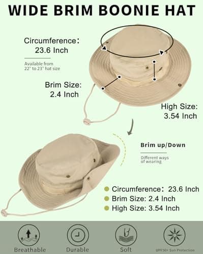 ZOORON Sun Hats for Men and Women | Bucket Hat UPF 50+ | Foldable UV Protection | Hiking, Beach, Fishing, Summer Safari