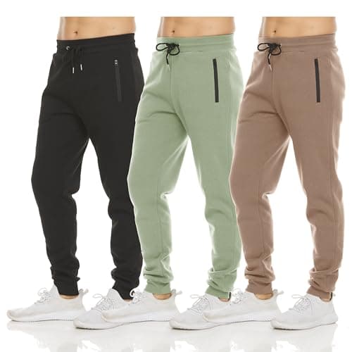 PURE CHAMP Mens Fleece Jogger Sweatpants with Zipper Pocket and Drawstring Size S-3XL for Workout and Everyday Use