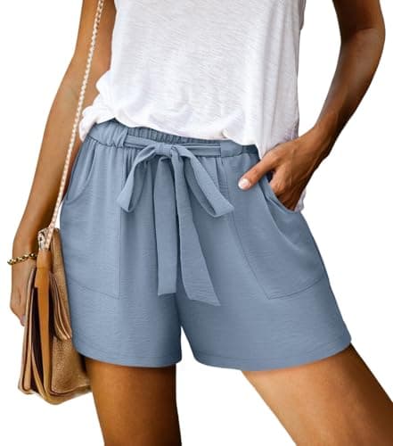 KISSMODA Women's Summer Shorts with Pockets Lightweight High-Waisted Adjustable Tie Knot Loose Casual Short
| KISSMODA