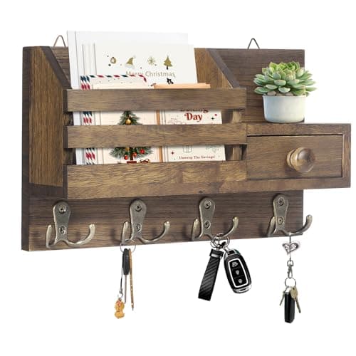 Black Wooden Adhesive Mail and Key Organizer with Drawer for Wall Mount
| Wall Mount Wooden Adhesive Key Holder with Dr