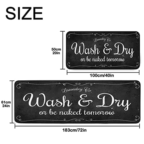 Laundry Room Non-Slip Floor Mat for Kitchen and Laundry Room (40" x 20", Black)