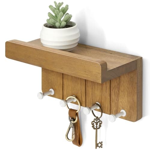 Rebee Vision Modern White Small Key Holder Wall Mount - Aesthetic Apartment Essentials for Farmhouse Living Room - Ideal