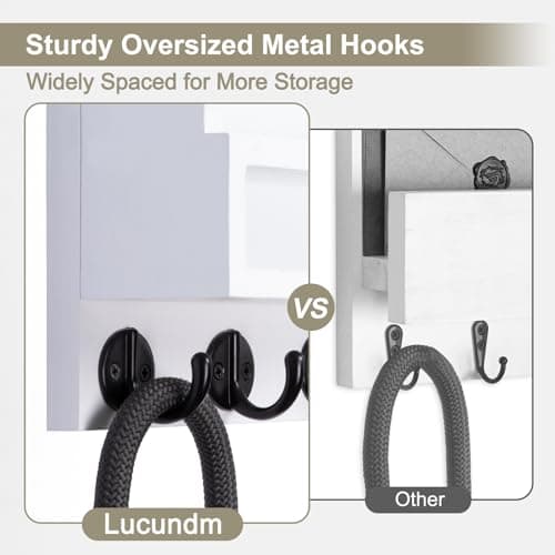 Key and Mail Holder Wall Mount, Durable Long Storage Box and Multiple Hooks for Coat and Dog Leash, Ideal for Home Deco