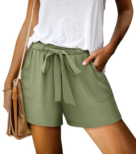 KISSMODA Women's Summer Shorts with Pockets Lightweight High-Waisted Adjustable Tie Knot Loose Casual Short
| KISSMODA