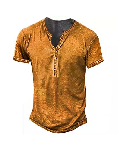 Beautyshow Mens Distressed Henley Shirts Casual Button Down for Men Retro Short Sleeve Tee Shirts