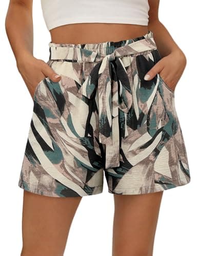 KISSMODA Women's Summer Shorts with Pockets Lightweight High-Waisted Adjustable Tie Knot Loose Casual Short
| KISSMODA