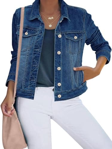 Luvamia Women's Stretch Fitted Long Sleeves Denim Jean Jacket for Casual Wear
| Luvamia Women's Basic Button Down Stret