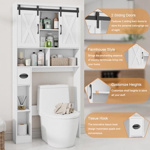 Home Space-Saving Over The Toilet Storage Cabinet for Farmhouse Bathroom
| Farmhouse Storage Cabinet Over Toilet with 2