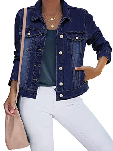 Luvamia Women's Stretch Fitted Long Sleeves Denim Jean Jacket for Casual Wear
| Luvamia Women's Basic Button Down Stret