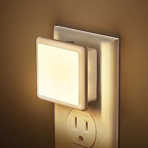 JandCase 2 Pack Night Lights for Bathroom and Hallway, Dusk-to-Dawn Sensor, Soft White LED 3000K