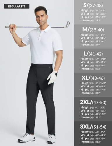 Baleaf Men's Stretch Relaxed Fit Golf Pants 30" Sweatpants with Zipper Pockets Casual Athletic.Work