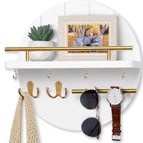 Nekon Black&Gold Rustic Mail Organizer with Shelf and Hooks for Hall Kitchen Entryway