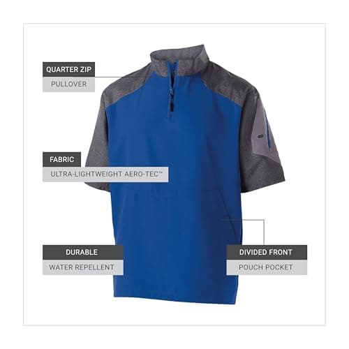 Holloway Raider Pullover Cage Jacket - Weather-Resistant Quarter Zip Athletic Wear with Sleeve Pocket for Men - Outdoor