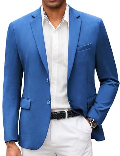 COOFANDY Men's Lightweight Knit Suit Jacket Casual Slim Fit Blazer
| COOFANDY Mens Casual Two Button Suit Blazer Lightw