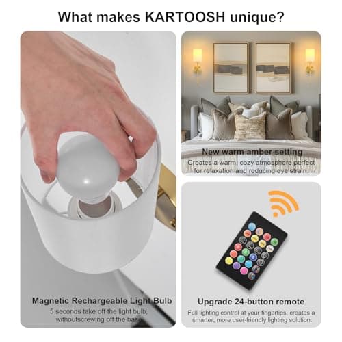 Wireless Rechargeable Amber Wall Sconces Set for Living Room, Bedroom, Entryway
Wireless Rechargeable Dimmable Wall Scon