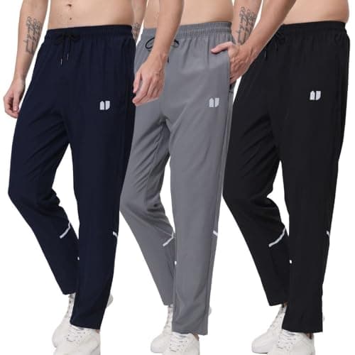 3 Pack Mens Fovdtaa Athletic Sweatpants for Running and Gym Jogging with Zip Pockets