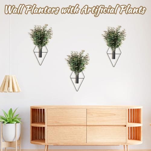 4 Pcs Black Boho Hallway Decor Hanging Planters with Modern Geometric Design for Indoor Spaces