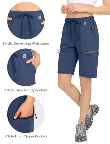 Mapamyumco Women's Hiking Cargo Shorts Ultra Stretch Quick Dry Lightweight for Camping Travel Golf