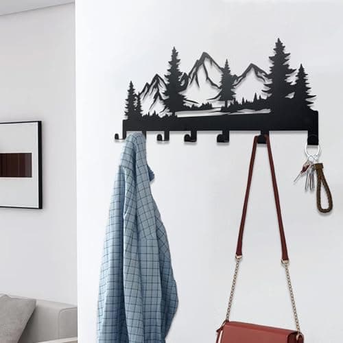 Mountain 12IN Metal Key Holder, Wall Mounted Key Hooks for Kitchen, Entryway, Hallway, Bedroom, Doorway, Key Organizer R