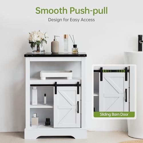 Real Relax Farmhouse Storage Cabinet for Bathroom and Living Room with Sliding Barn Door and 3 Drawers
| Real Relax Fre
