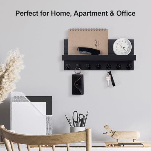 Entryway Key Holder Wall Mount with 7 Hooks for Sunglasses and Dog Leash
| Decorative Key and Mail Organizer Wall Mount