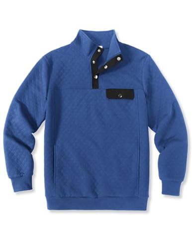 COOFANDY Men Quilted Sweatshirts Outdoor Polo Sweatshirt with Pockets