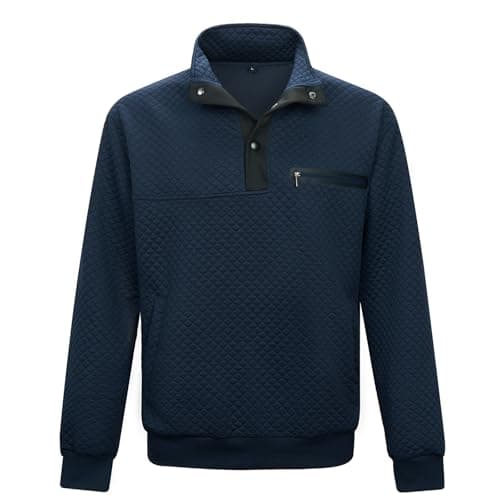 LBL Mens Fashion Sweatshirt with Stand Collar Button Pullover Pockets Leading the Better Life