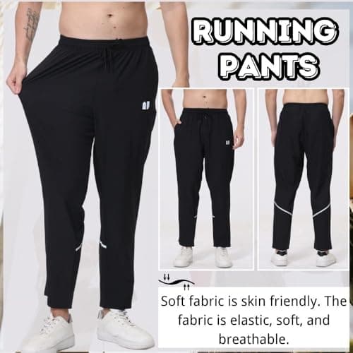 3 Pack Mens Fovdtaa Athletic Sweatpants for Running and Gym Jogging with Zip Pockets