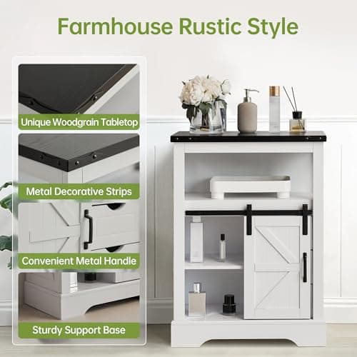 Real Relax Farmhouse Storage Cabinet for Bathroom and Living Room with Sliding Barn Door and 3 Drawers
| Real Relax Fre