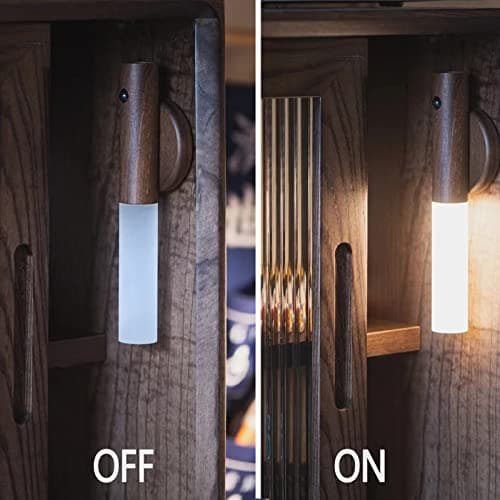 Motion Sensor Wall Lights Wood Battery Operated Sconce Light for Indoor Warm White 3000K
| Wireless Wood Sconce Light M
