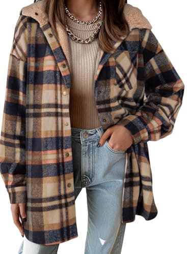 Dokotoo Women's Flannel Hooded Plaid 2025 Shacket Thick Coat for Warmth and Style in Winter
| Dokotoo Women's Flannel H