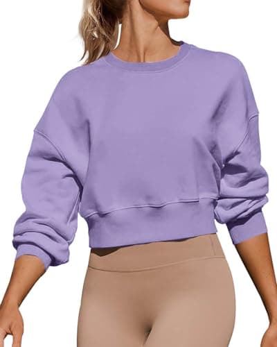 Joywayco Women's Long Sleeve Round Neck Cropped Sweatshirts for Casual Wear with Comfortable Loose Fit
| Joywayco Women